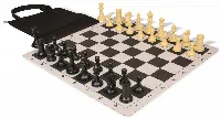 Conqueror Easy-Carry Plastic Chess Set Black & Camel Pieces with Lightweight Floppy Board - Black