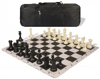 Professional Deluxe Carry-All Plastic Chess Set Black & Ivory Pieces with Lightweight Floppy Board - Black