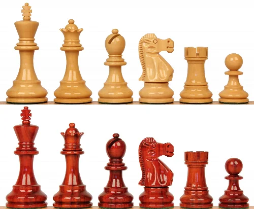 Deluxe Old Club Staunton Chess Set with Padauk & Boxwood Pieces - 3.75" King - Image 1