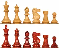 Deluxe Old Club Staunton Chess Set with Padauk & Boxwood Pieces - 3.75" King