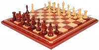 New Exclusive Staunton Chess Set Padauk & Boxwood Pieces with Mission Craft Padauk Chess Board - 4" King