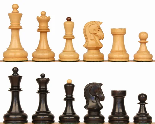 The Dubrovnik Championship Chess Set with Ebony & Boxwood Pieces - 3.9" King - Image 1
