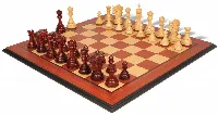Bucephalus Staunton Chess Set in Padauk & Boxwood with Padauk & Bird's Eye Maple Molded Edge Board - 4.5" King
