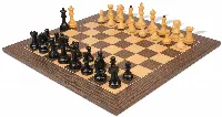 Dubrovnik Series Chess Set Ebonized & Boxwood Pieces with Deluxe Tiger Ebony & Maple Board - 3.9" King