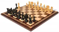 Hengroen Staunton Chess Set Ebony & Boxwood Pieces with Walnut Mission Craft Chess Board - 4.6" King