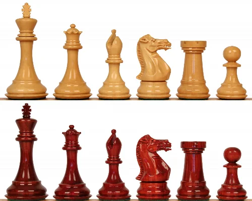 New Exclusive Staunton Chess Set with Padauk & Boxwood Pieces - 4" King - Image 1