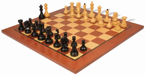 Dubrovnik Staunton Chess Set Ebonized & Boxwood Pieces with Classic Mahogany Board - 3.9" King - Image 1