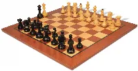 Dubrovnik Staunton Chess Set Ebonized & Boxwood Pieces with Classic Mahogany Board - 3.9" King