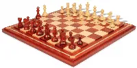 Deluxe Old Club Staunton Chess Set Padauk & Boxwood Pieces with Mission Craft Padauk Chess Board - 3.75" King