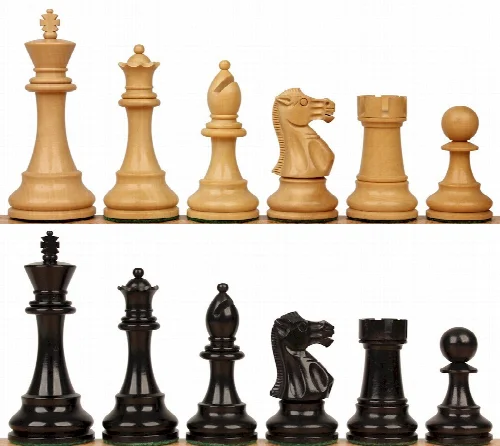 British Staunton Chess Set with Ebony & Boxwood Pieces - 3.5" King - Image 1