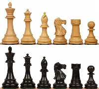 British Staunton Chess Set with Ebony & Boxwood Pieces - 3.5" King