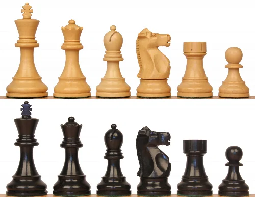 Fischer-Spassky Commemorative Chess Set with Ebony & Boxwood Pieces - 3.75" King - Image 1