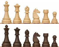 German Knight Plastic Chess Set Brown & Natural Wood Grain Pieces - 3.9" King