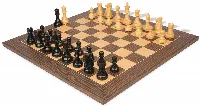 Fischer-Spassky Commemorative Chess Set Ebony & Boxwood Pieces with Deluxe Tiger Ebony & Maple Board - 3.75" King