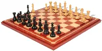 Fierce Knight Staunton Chess Set Ebony & Boxwood Pieces with Mission Craft Padauk Chess Board - 4" King