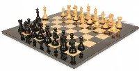 Fierce Knight Staunton Chess Set Ebony & Boxwood Pieces with Black & Ash Burl Board - 4" King