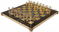 The Giants Battle Theme Chess Set with Brass & Nickel Pieces - Blue Board