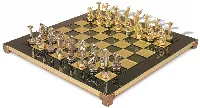 The Giants Battle Theme Chess Set with Brass & Nickel Pieces - Green Board