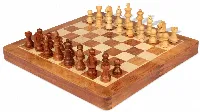 Acacia & Boxwood Folding Magnetic Travel Chess Set - 10"