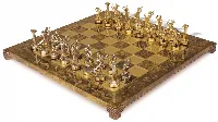 The Giants Battle Theme Chess Set with Brass & Nickel Pieces - Brown Board
