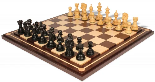 Hadrian Staunton Chess Set in Ebony & Boxwood with Walnut Mission Craft Chess Board - Image 1