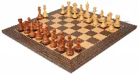 Fierce Knight Staunton Chess Set Acacia & Boxwood Pieces with Deluxe Tiger Ebony & Maple Board - 4" King