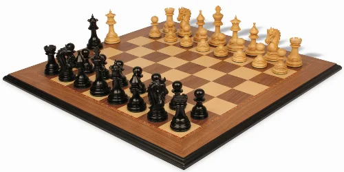 Hadrian Staunton Chess Set in Ebony & Boxwood with Walnut Molded Edge Chess Board - Image 1