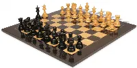 Hadrian Staunton Chess Set Ebony & Boxwood Pieces with Black & Ash Burl Board - 4.4" King