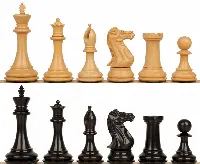 New Exclusive Staunton Chess Set with Ebony & Boxwood Pieces - 3.5" King