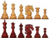 Tencendur Staunton Chess Set with Padauk & Boxwood Pieces - 4.4" King
