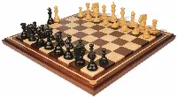 Tencendur Staunton Chess Set Ebony & Boxwood Pieces with Walnut Mission Craft Board- 4.4" King