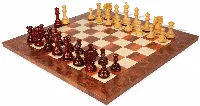 Tencendur Staunton Chess Set Padauk & Boxwood Pieces with Elm Burl Board - 4.4" King