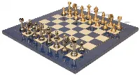 Classic Persian Staunton Solid Brass Chess Set with Blue Ash Burl & Erable High Gloss Chess Board