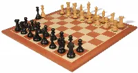 New Exclusive Staunton Chess Set Ebonized & Boxwood Pieces with Sunrise Mahogany Chess Board - 3.5" King
