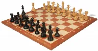 New Exclusive Staunton Chess Set Ebonized & Boxwood Pieces with Sunrise Mahogany Notated Chess Board - 3.5" King