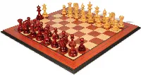 Patton Staunton Chess Set Padauk & Boxwood Pieces with Molded Edge Padauk Chess Board - 4.25" King