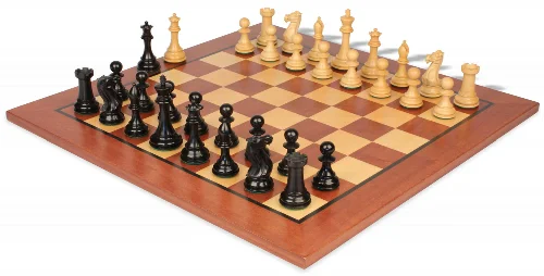 New Exclusive Staunton Chess Set Ebonized & Boxwood Pieces with Classic Mahogany Board - 3.5" King - Image 1