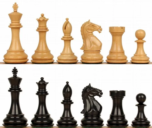 Fierce Knight Staunton Chess Set with Ebony & Boxwood Pieces - 3.5" King - Image 1