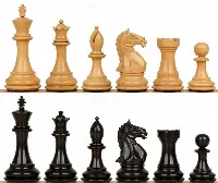 Fierce Knight Staunton Chess Set with Ebony & Boxwood Pieces - 3.5" King