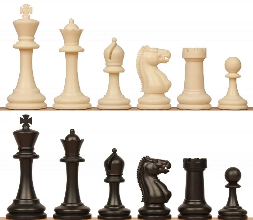 Master Plastic Chess Set Black & Ivory Pieces - 3.75" King - Image 1