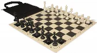 Master Series Easy-Carry Triple Weighted Plastic Chess Set Black & Ivory Pieces with Vinyl Rollup Board - Black