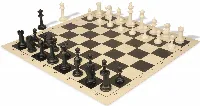 Master Series Plastic Chess Set Black & Ivory Pieces with Vinyl Rollup Board - Black