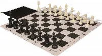 Master Series Classroom Plastic Chess Set Black & Ivory Pieces with Lightweight Floppy Board & Bag - Black