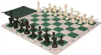 Master Series Classroom Plastic Chess Set Black & Ivory Pieces with Lightweight Floppy Board & Bag - Green