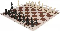 Master Series Plastic Chess Set Black & Ivory Pieces with Lightweight Floppy Board - Brown