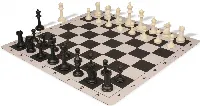 Master Series Plastic Chess Set Black & Ivory Pieces with Lightweight Floppy Board - Black