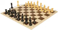Standard Club Triple Weighted Plastic Chess Set Black & Camel Pieces with Vinyl Rollup Board - Brown