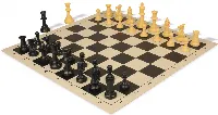 Standard Club Triple Weighted Plastic Chess Set Black & Camel Pieces with Vinyl Rollup Board - Black