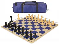 Standard Club Carry-All Silicone Chess Set Black & Camel Pieces with Silicone Board - Blue