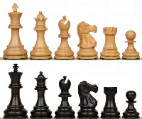 Deluxe Old Club Staunton Chess Set with Ebonized & Boxwood Pieces - 3.75" King